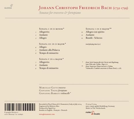 Sonate per flauto traverso - CD Audio di Johann Christoph Friedrich Bach - 2