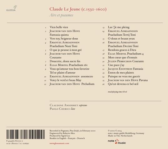 Airs Et Psaumes - CD Audio di Claude le Jeune - 2