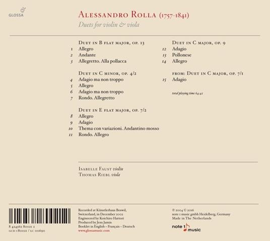 Duets For Violin & Viola - CD Audio di Alessandro Rolla - 2