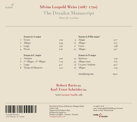 Dresden Manuscript. Musica per due liuti - CD Audio di Sylvius Leopold Weiss - 2
