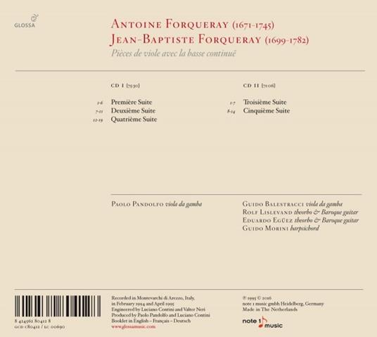 Pieces De Viole Avec La Basse - CD Audio di A. & J.B. Forqueray - 2