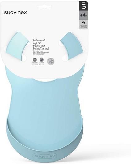 Suavinex Bavaglino in Silicone Impermeabile per Bambini 4 Mesi + Colore Azzurro