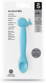 Cucchiaio Silicone Per Bambini +4 Mesi Flessibile Gengive Sensibili Fantasia Balena Azzurro