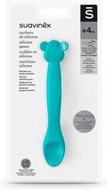 Cucchiaio Silicone Per Bambini +4 Mesi Flessibile Gengive Sensibili Fantasia Balena Verde