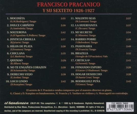 Y Su Sexteto '26-'27 - CD Audio di Francisco Pracanico - 2