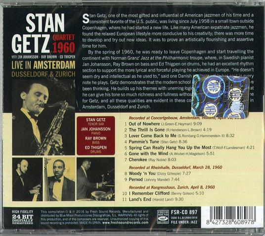 Live in Amsterdam 1960 - CD Audio di Stan Getz - 2