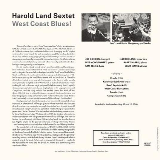 West Coast Blues! - Vinile LP di Harold Land - 2