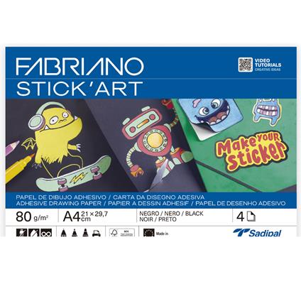 Carta adesiva da disegno Fabriano FSC pochette  Nera 4sh -A4