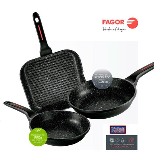 FAGOR Alutherm Set di 2 Padelle et Bistecchiera Induzione 20-24-28cm in Alluminio Antiaderente - 2