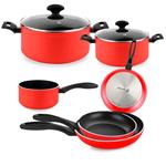 FAGOR Maxima Set di Pentole Induzione 8-Piece Alluminio Antiaderente Casseruoli + 3 Padelle  Rosso