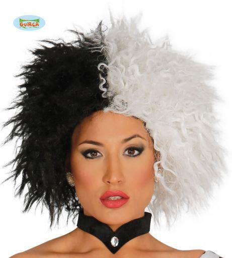 Parrucca Crudelia Demon Bianco E Nero Accessorio Halloween Adulti - 5