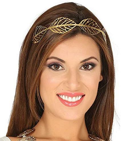 Tiara foglie metalliche oro per travestimento donna romana greca