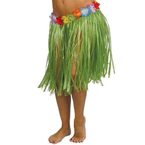 Abiti e Maschere Gonna Hawaiana Hawaii con Fiori Colore Verde 55 CM -  Abitiemaschere - Idee regalo