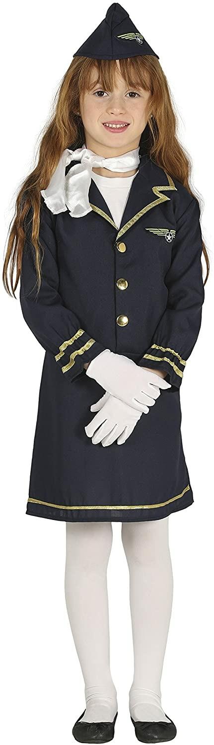 Guirca- Costume Hostess di Volo Bambina 5/6 Anni, Colore Blu, 5-6, 87546 - 2