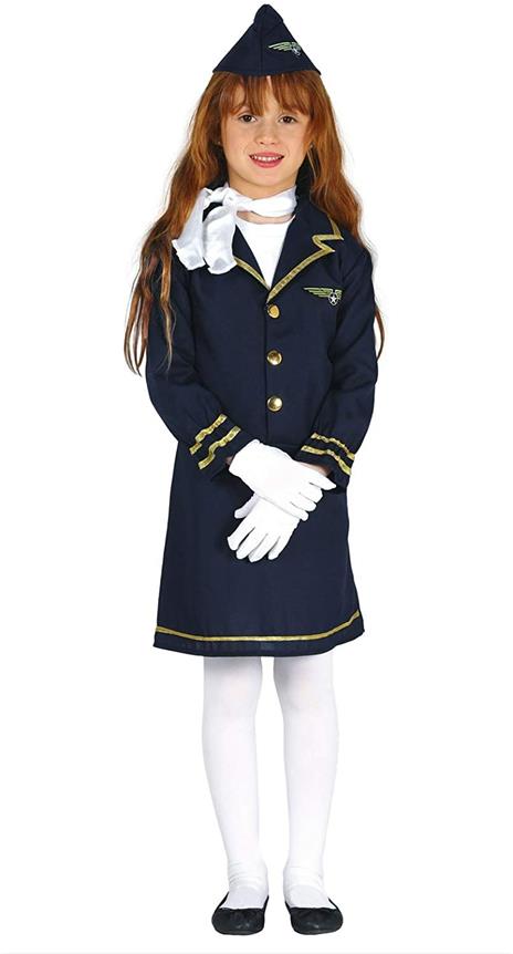 Guirca- Costume Hostess di Volo Bambina 5/6 Anni, Colore Blu, 5-6, 87546 - 3