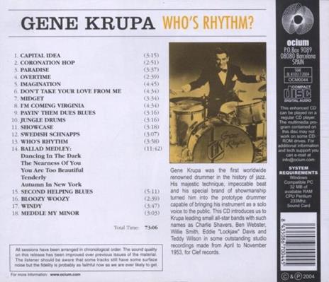 Who's Rhythm - CD Audio di Gene Krupa - 2