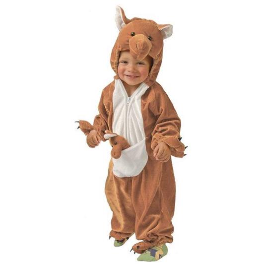 Costume Canguro Marrone Baby con Marsupio e Canguro Peluche Neonato 1- 12 Mesi 64 - 82 cm