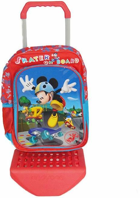 Zainetto Scuola Microfibra con Carrello Trolley Estraibile 2 Ruote Mickey Mouse