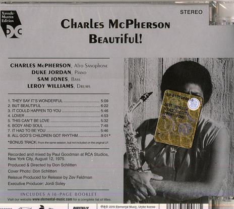 Beautiful! - CD Audio di Charles McPherson - 2