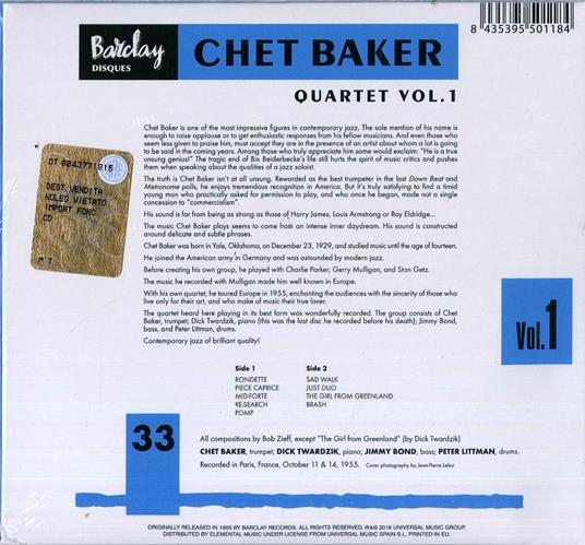 Quartet vol.1 - CD Audio di Chet Baker - 2
