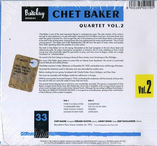 Quartet vol.2 - CD Audio di Chet Baker - 2