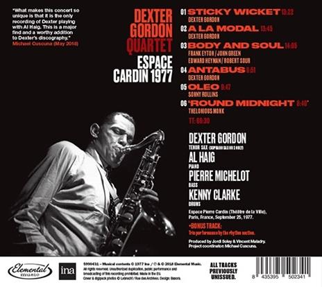 Espace Cardin 1977 - CD Audio di Dexter Gordon - 2