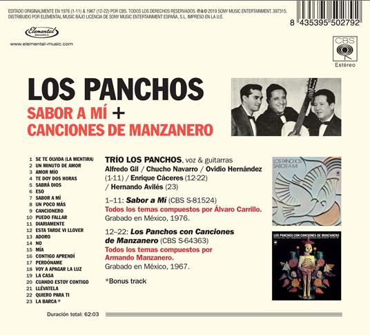 Sabor a mi - Canciones de Manzanero - CD Audio di Los Panchos - 2