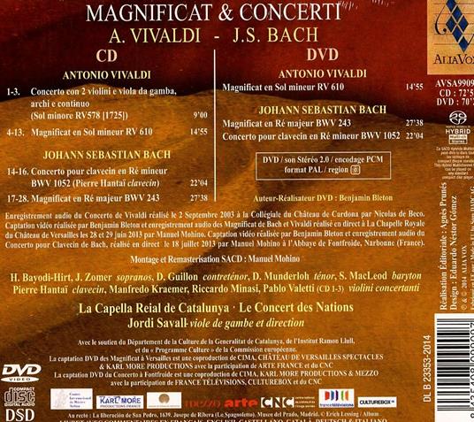 Magnificat - Concerti - SuperAudio CD ibrido + DVD di Johann Sebastian Bach,Antonio Vivaldi,Jordi Savall,Le Concert des Nations,Capella Reial de Catalunya - 2