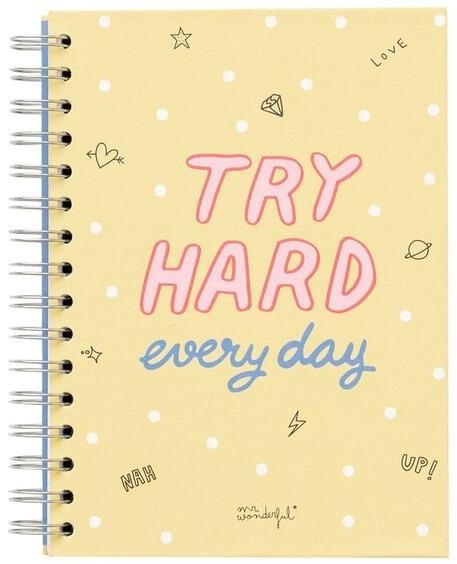 Quaderno piccolo Mr Wonderful. Try hard every day