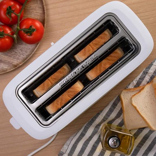 Cecotec Tostapane Toast&Taste 9000 Double White in plastica con 2 fessure corte extra-larghe Design in bianco. 