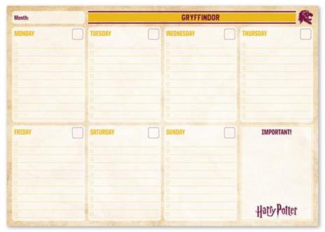 Block Planner settimanale A4 Harry Potter, Grifondoro - 21x29,8 cm