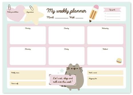Grupo Erik Planning da Tavolo Pusheen A3, con planner settimanale e 54 fogli a strappo, 29,7x42 cm
