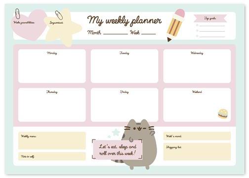 Grupo Erik Planning da Tavolo Pusheen A3, con planner settimanale e 54 fogli a strappo, 29,7x42 cm