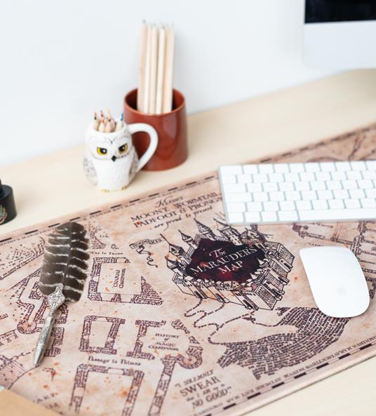 Tappetino mouse XXL Mappa del Malandrino Harry Potter, gomma antiscivo,  80x35 cm, 100% waterproof, tappetino mouse e tastiera - Erik - Idee regalo
