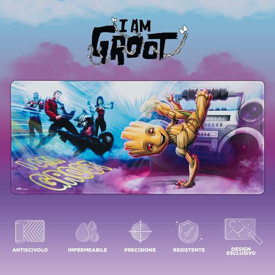 Grupo Erik - Tappetino Mouse Marvel Groot Tappetino mouse XXL, base antiscivolo, 100% waterproof e con rifiniture di qualità Tappetino mouse grande, 80x35 cm, ideale come tappetino mouse gaming - 2