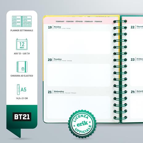 Agenda Scolastica 2023/2024 Vista Settimanale A5 12 Mesi Bt21 - 2