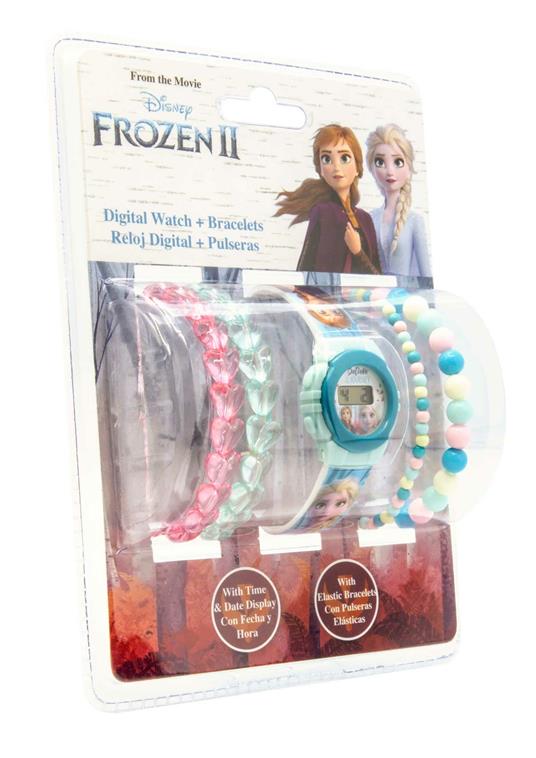 Disney Frozen 2 Set Orologio Lcd Con 4 Braccialetti di Perle