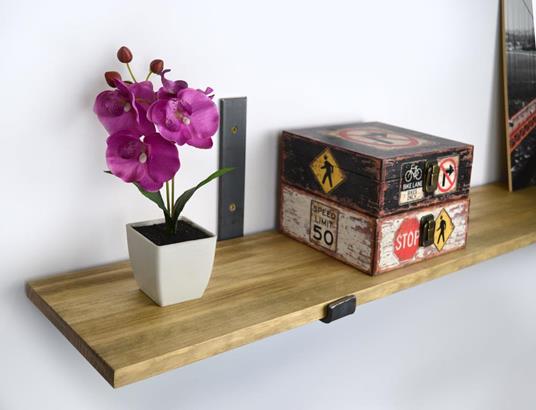 Mensola in Legno e Metallo, stile industriale vintage, 20 x 120 x 1,8 cm -  DS Muebles - Idee regalo
