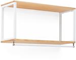 Appendiabiti 2 ripiani e barra 120x30x60 in legno bianco finitura naturale stile nordico industriale Box Furniture