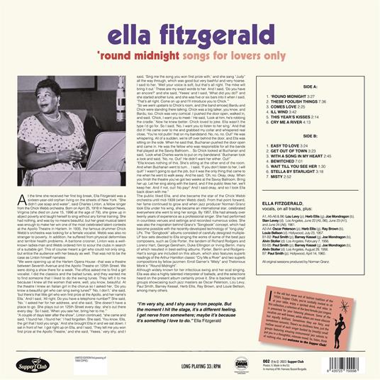 Round Midnight. Songs For Lover (Limited Edition) - Vinile LP di Ella Fitzgerald - 2