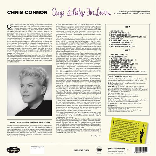 Sings Lullabys For Lovers - Vinile LP di Chris Connor - 2