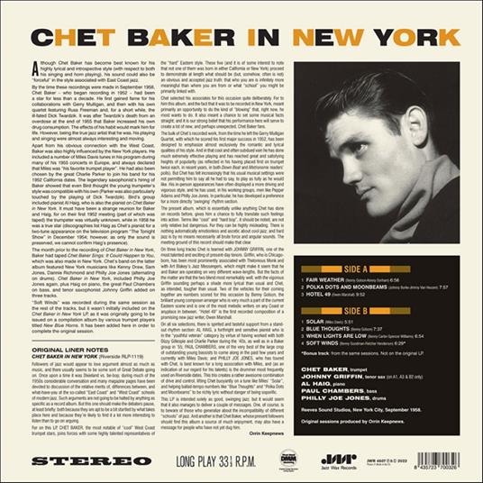 In New York - Vinile LP di Chet Baker - 2