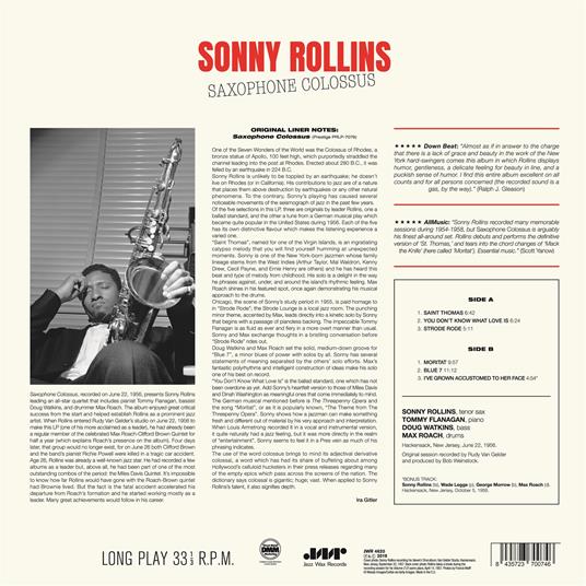 Saxophone Colossus - Vinile LP di Sonny Rollins - 2