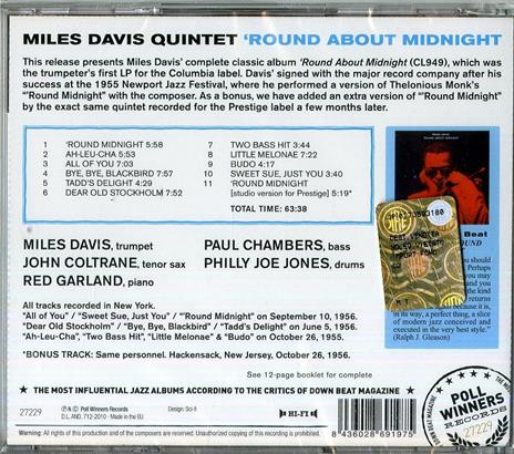 Round About Midnight - CD Audio di Miles Davis - 2