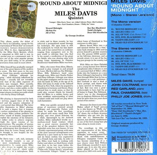 Round About Midnight - Mono & Stereo Versions - CD Audio di Miles Davis - 2