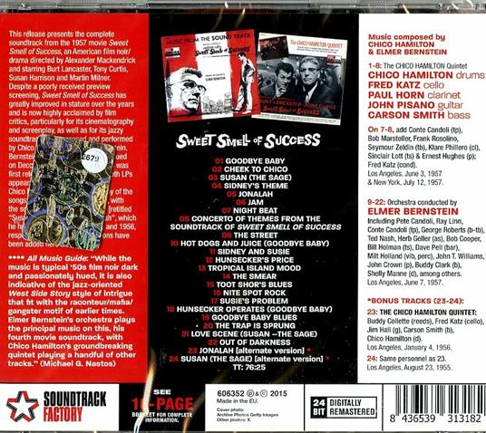 Sweet Smell of Success (Colonna sonora) - CD Audio di Elmer Bernstein - 2