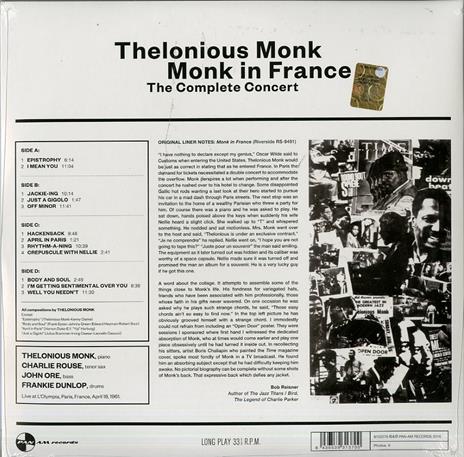 In France. The Complete Concert - Vinile LP di Thelonious Monk - 2