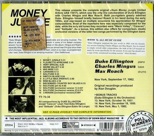 Money Jungle - CD Audio di Duke Ellington,Max Roach,Charles Mingus - 2