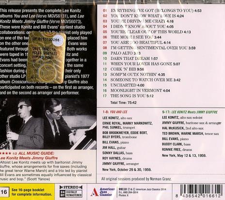 You and Lee - Lee Knotiz Meets Jimmy Giuffre - CD Audio di Bill Evans,Lee Konitz - 2