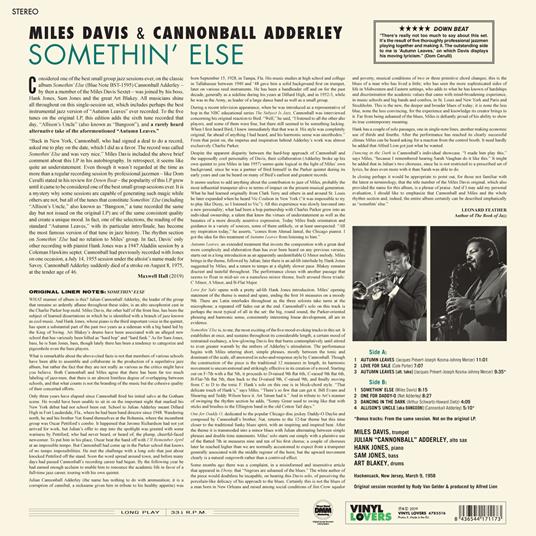 Somethin' Else - Vinile LP di Julian Cannonball Adderley,Miles Davis - 2